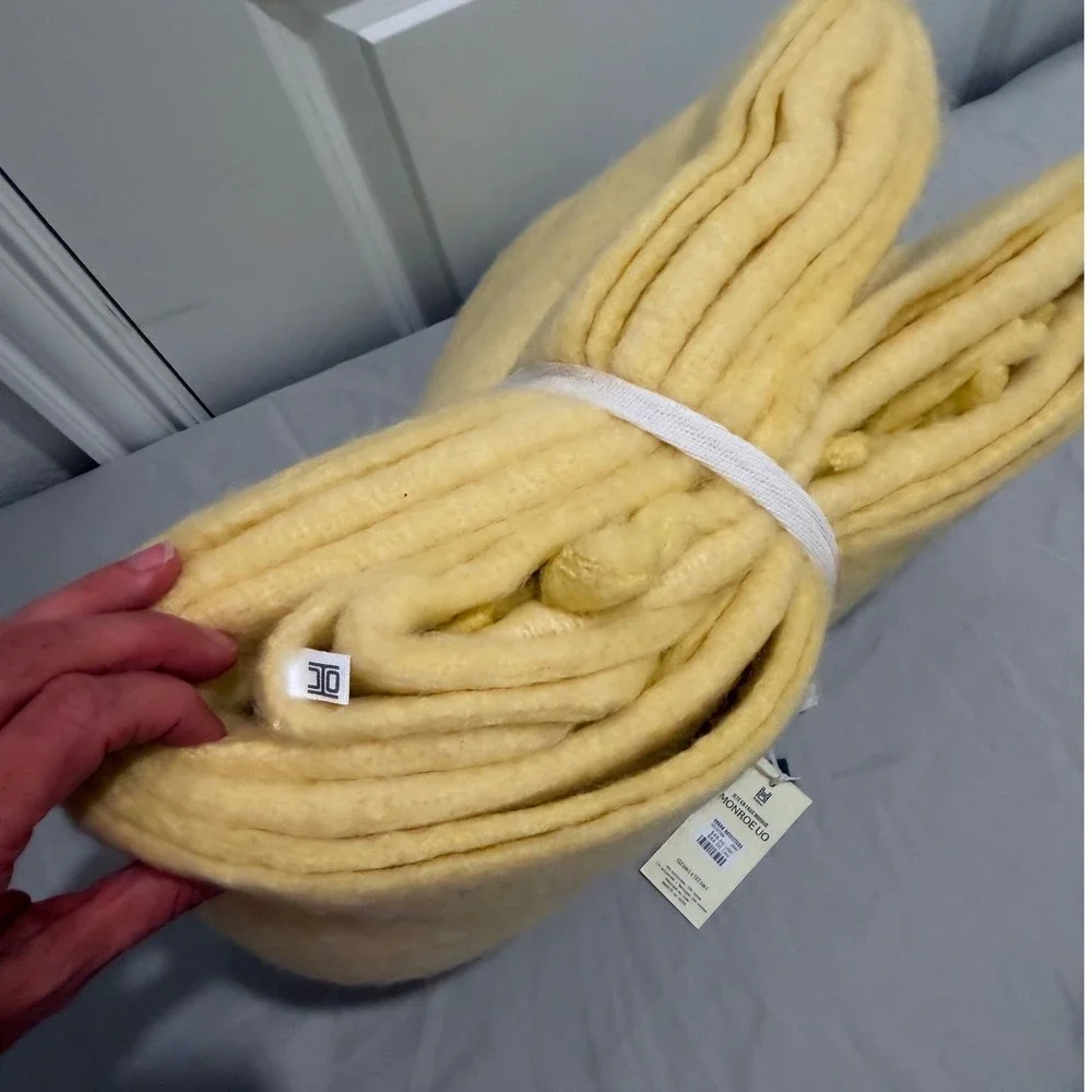 Urban Outfitters Home Monroe Faux Mohair Throw Blanket Yellow 60x50 NEW